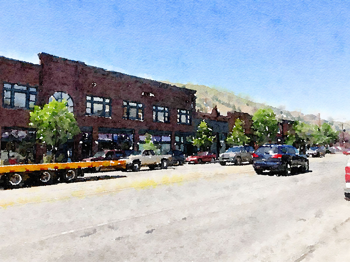 Stylized photo of Hailey Main Street.